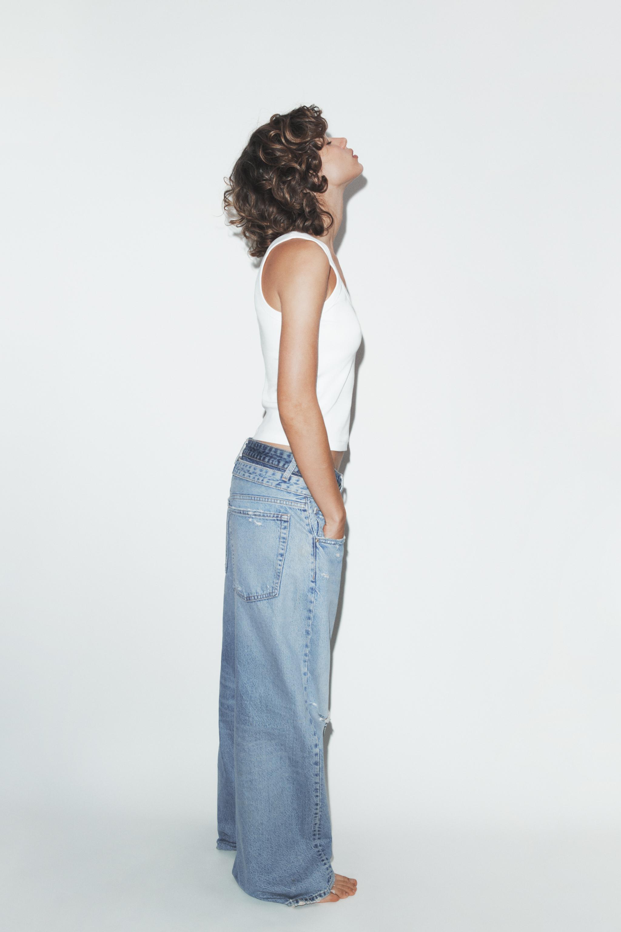 JEANS TRF DROITS DOUBLE TAILLE MI-HAUTE